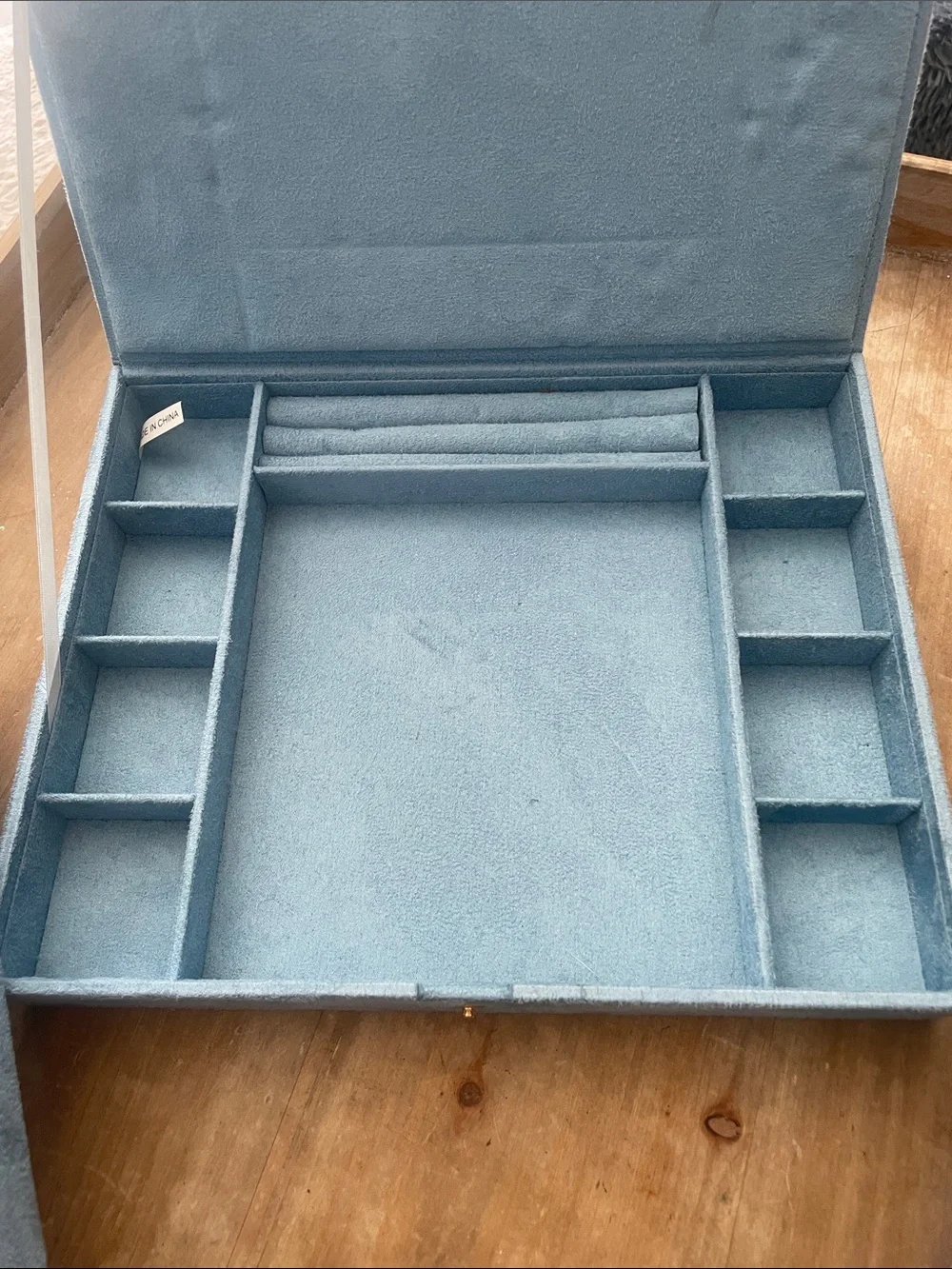Reed & Barton Blue faux suede Jewelry Organizer Set with Multiple Trays